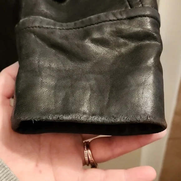 Leather Jacket, black, men's size small